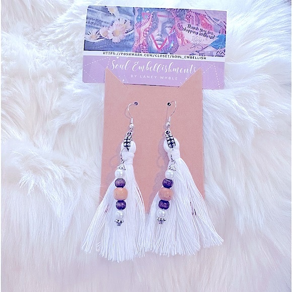 🆕hOmEmAdE w/LÖVE=jEwLeRy🏹BoHeMiAn EaRrInGs»-»MaCrÄmË DaNgLes TaSsLe aRtWoRk«-« - Picture 4 of 16